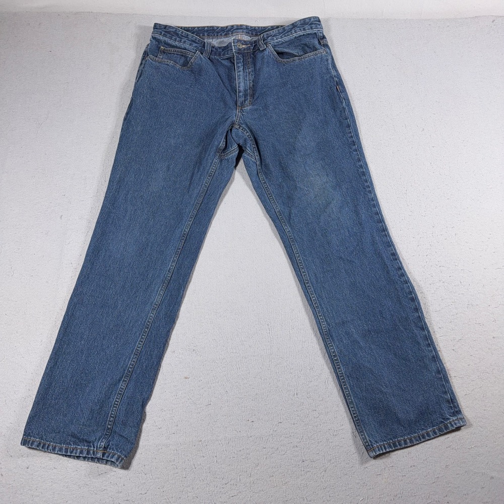 Duluth‎ Trading Co Jeans Men 34x32 Straight Leg Blue Denim Workwear Casual
